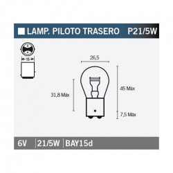 Lamp Bilux 6V21/5W.
