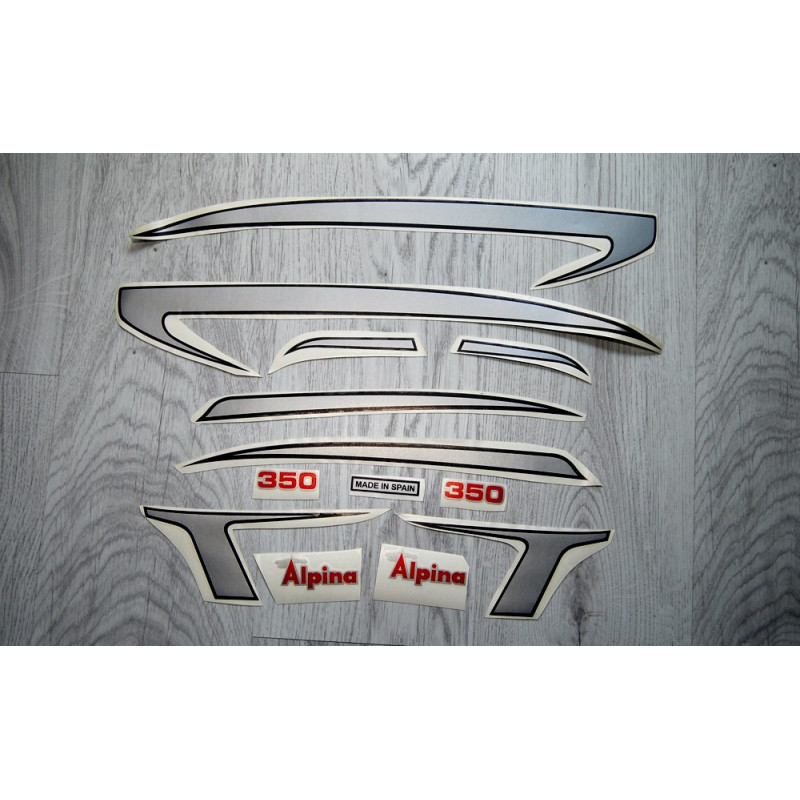 Kit Autocollants STAR SAM® Pour Bultaco Alpina Mod.188 – Finition Argent Métallisé – Moteur Classique