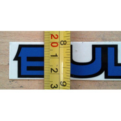 Bultaco adhesive blue font, black profile.