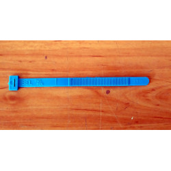 Flexible plastic clamp. Blue.