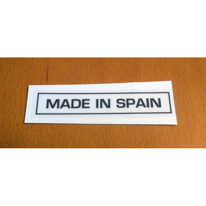 Adhesive "Made in Spain" for deposit transparent.