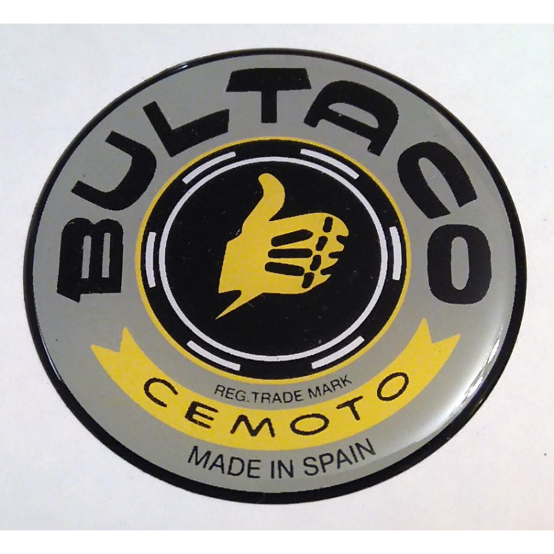 Thick gray tank badges for Bultaco.